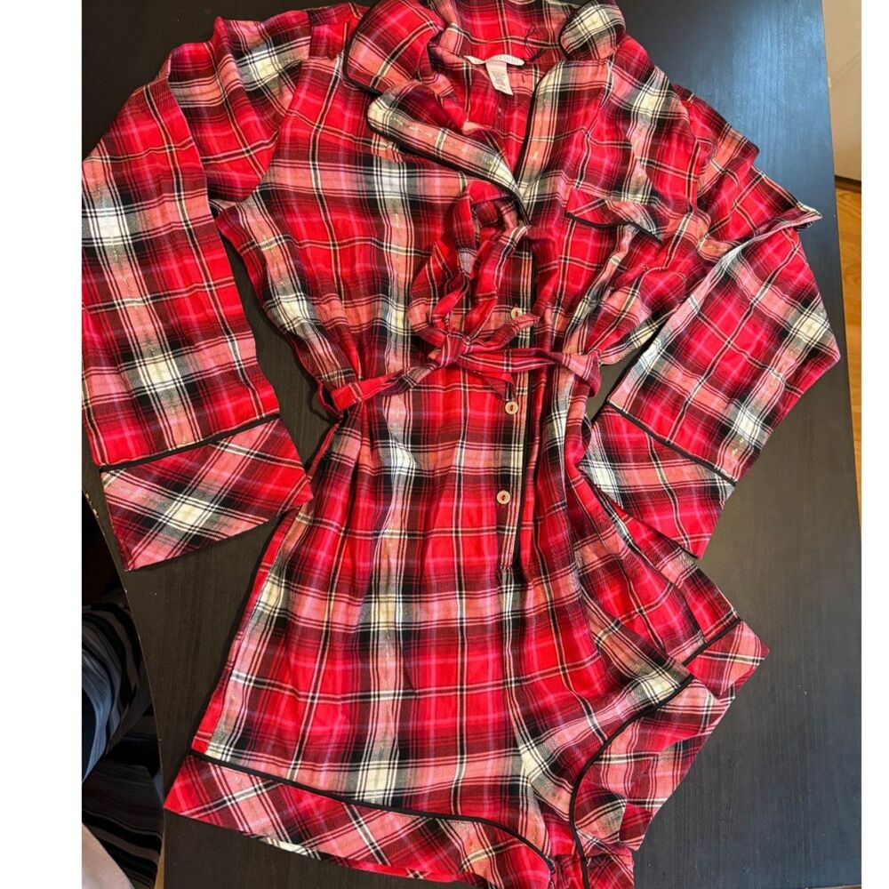 Medium Victoria's Secret Flannel Tie Romper Pajama